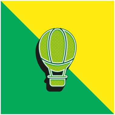 Hava Balonu Yeşil ve Sarı 3D vektör simgesi