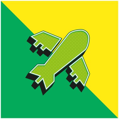 Uçak Yeşil ve Sarı Modern 3D vektör simgesi logosu