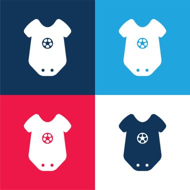 Baby Onesie Clothing With Star Design blue and red four color minimal icon set clipart