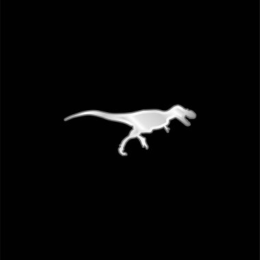 Albertosaurus Dinozor Yan Görünümü Gümüş kaplama metalik simge