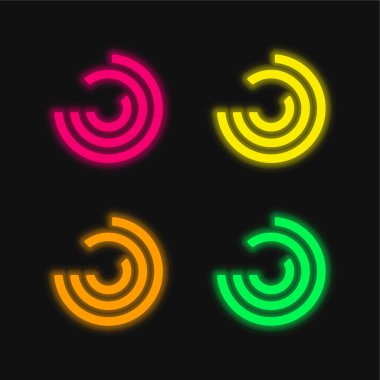 Parlayan dört renk neon vektör simgesini analiz et
