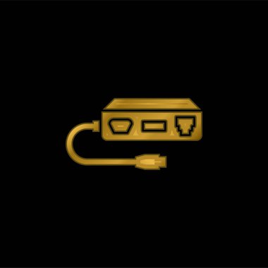 Adaptör altın kaplama metalik simge veya logo vektörü