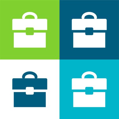 Siyah Portföy Aracı Düz 4 renk simgesi seti