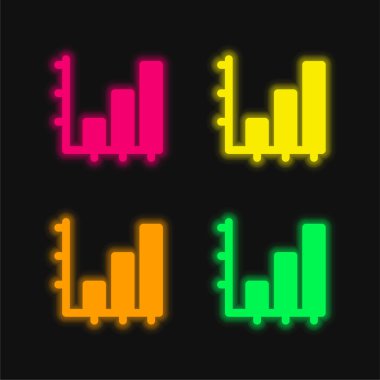 Çubuk Çizelgesi dört renk parlayan neon vektör simgesi