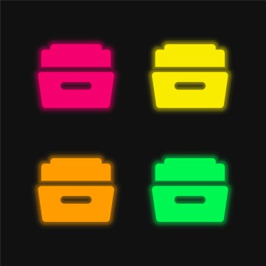 Big Open Folder four color glowing neon vector icon clipart