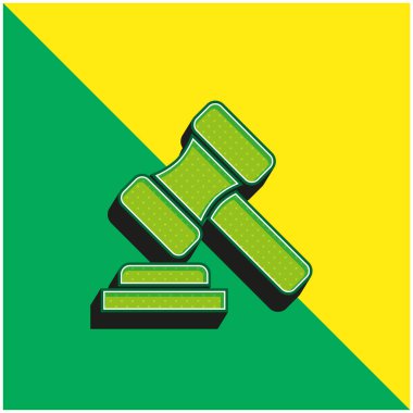 Açık Artırma Yeşil ve Sarı 3D modern vektör simgesi logosu
