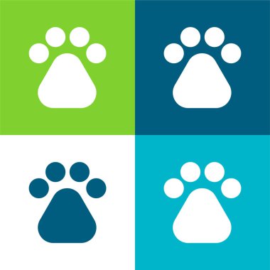 Bear Paw Düz 4 renk simgesi seti