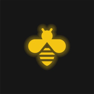 Bee yellow glowing neon icon clipart