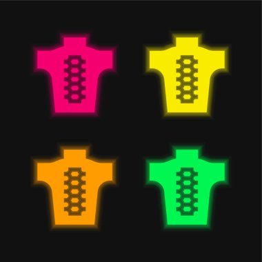 Backbone four color glowing neon vector icon clipart