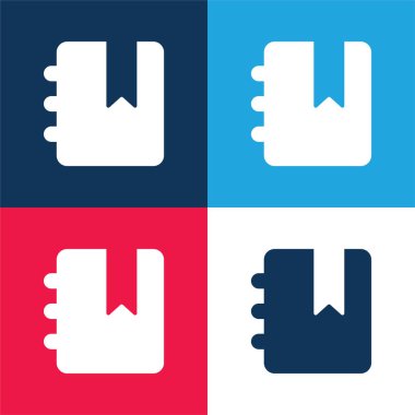 Gündem mavi ve kırmızı dört renk minimal simge kümesi