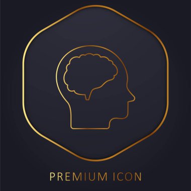Brain And Head golden line premium logo or icon clipart