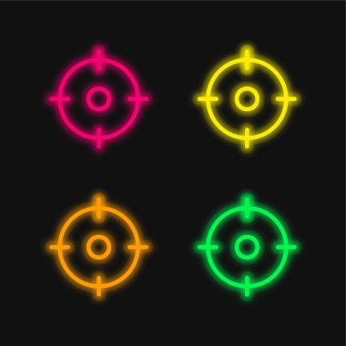 Dört renk parlayan neon vektör simgesini hedefle
