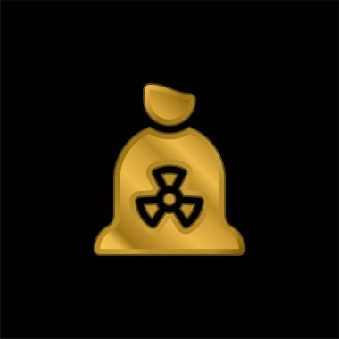 Biohazard gold plated metalic icon or logo vector clipart