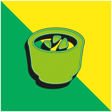 Suşi için soslu kase yeşil ve modern 3D vektör logosu