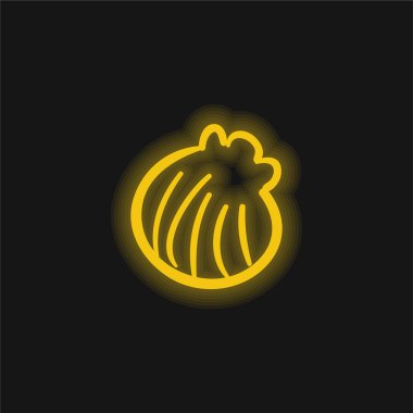 Plaj Kabuğu El Çizimi Sarı parlak neon ikon