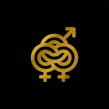 Biseksüel altın kaplama metalik simge veya logo vektörü