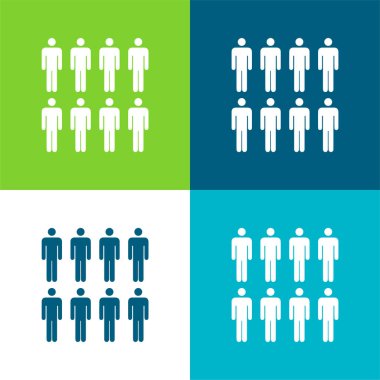 8 Kişi Düz 4 Renk en düşük simge kümesi