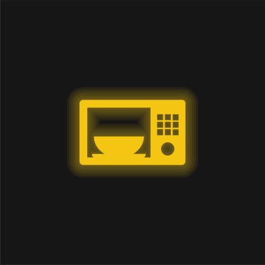 Mikrodalga sarı parlak neon bir ikonda kase