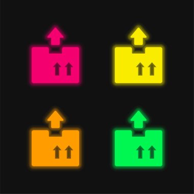 Parlayan dört renkli neon vektör simgesi