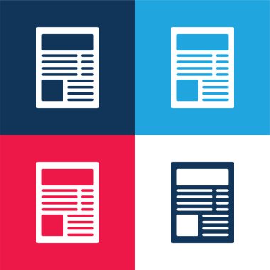 Article blue and red four color minimal icon set clipart