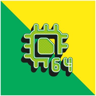 64 bit yeşil ve sarı modern 3d vektör simgesi logosu