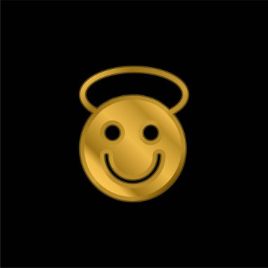 Melek altın kaplama metalik simge veya logo vektörü