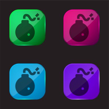 Bomba dört renkli cam düğme simgesi