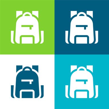 Sırt çantası Düz 4 renk minimal simgesi seti