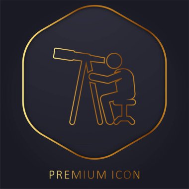 Astronomer golden line premium logo or icon clipart