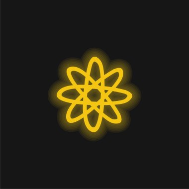Atom Hand Drawn Symbol yellow glowing neon icon clipart