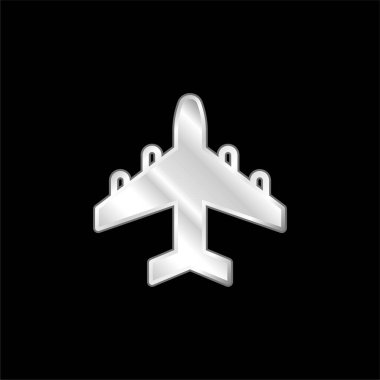 Gümüş kaplama metalik uçak simgesi