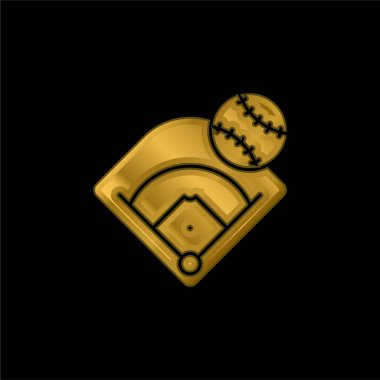 Baseball Field gold plated metalic icon or logo vector clipart