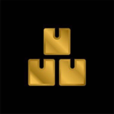 Altın kaplama metalik simge veya logo vektörü kutularName