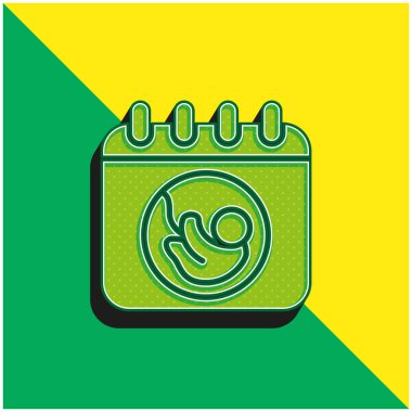 Doğum Yeşil ve Sarı Modern 3D vektör simgesi logosu