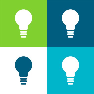 Siyah Ampul Sembolü Düz 4 renk simgesi seti