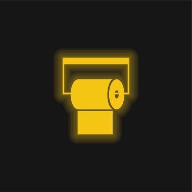 Tuvalet kâğıdı rulo sarı parlak neon ikon