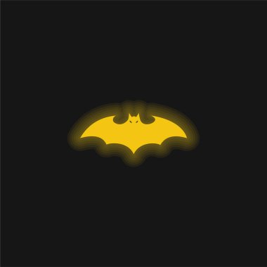 Genişletilmiş Kanatlı Yarasa Silueti Sarı parlak neon ikonu