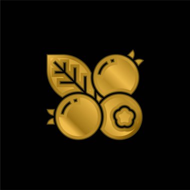 Yaban mersini altın kaplama metalik simge veya logo vektörü