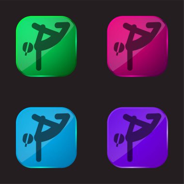 Breakdancing Dancer four color glass button icon clipart