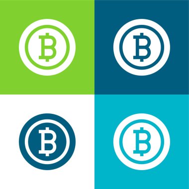 Bitcoin Düz 4 renk minimal simge kümesi