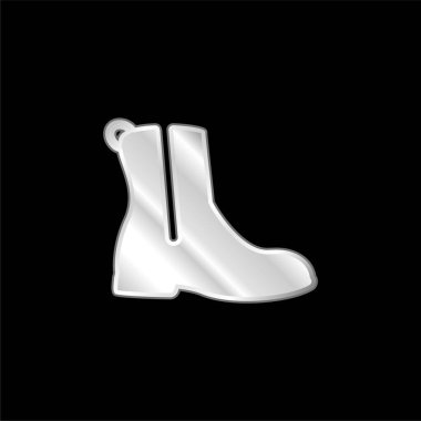 Fermuarlı gümüş kaplama metalik simgeli bot