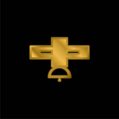 Büyük Uydu altın kaplamalı metalik simge veya logo vektörü