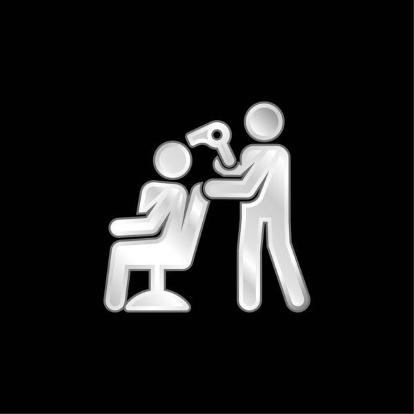 Barber silver plated metallic icon