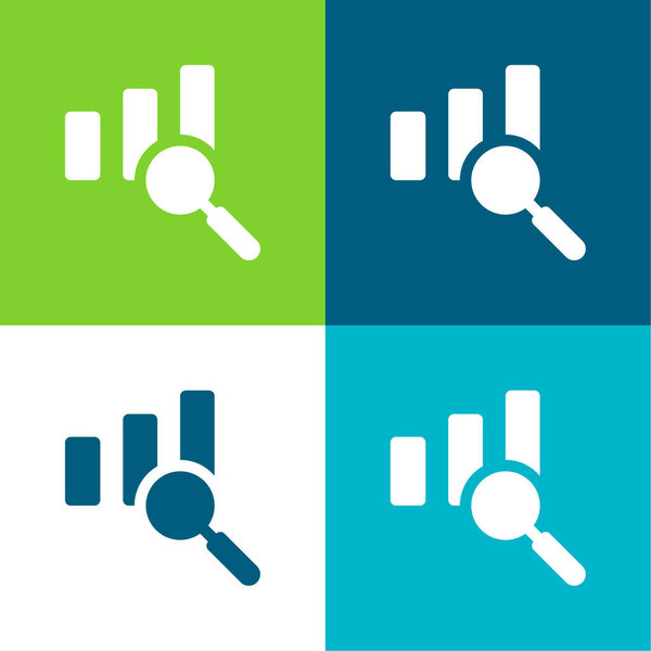 Analytics Flat four color minimal icon set