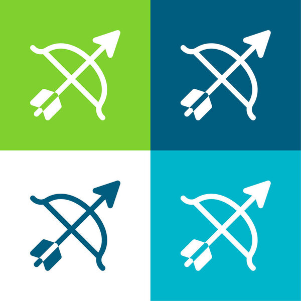 Archery Flat four color minimal icon set