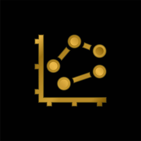 Bar Chart gold plated metalic icon or logo vector