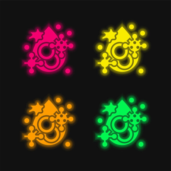 Blood four color glowing neon vector icon