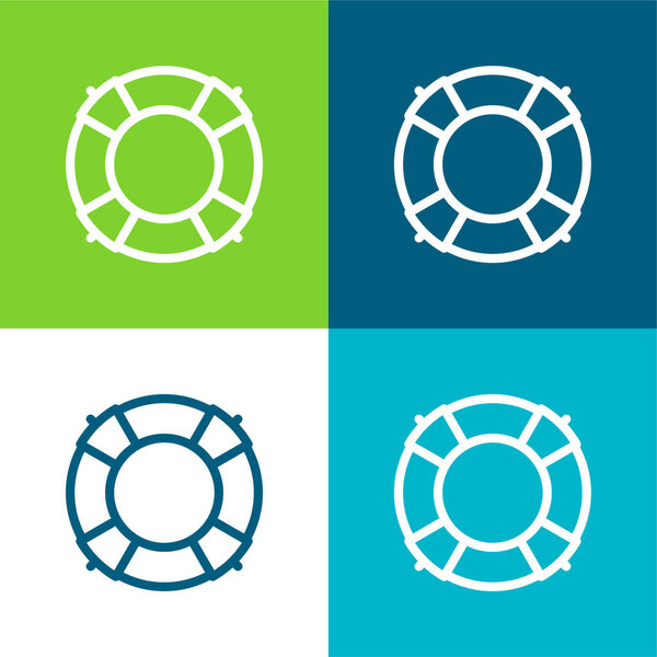 Big Lifesaver Flat four color minimal icon set