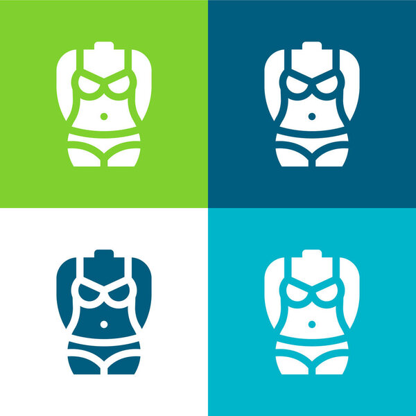 Body Flat four color minimal icon set