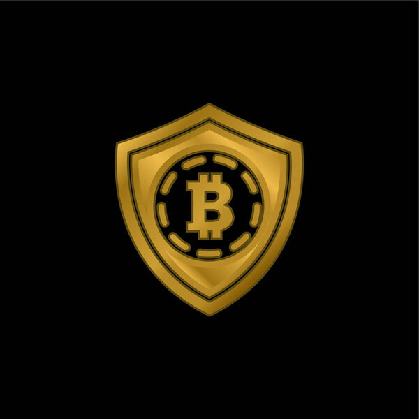 Bitcoin Safety Shield Symbol - золотой символ или вектор логотипа